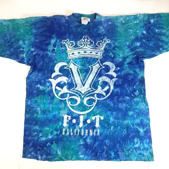 rare V Fit California tie dye shirt size XL blue and green by Z Screen prints CA - Picture 1 of 4